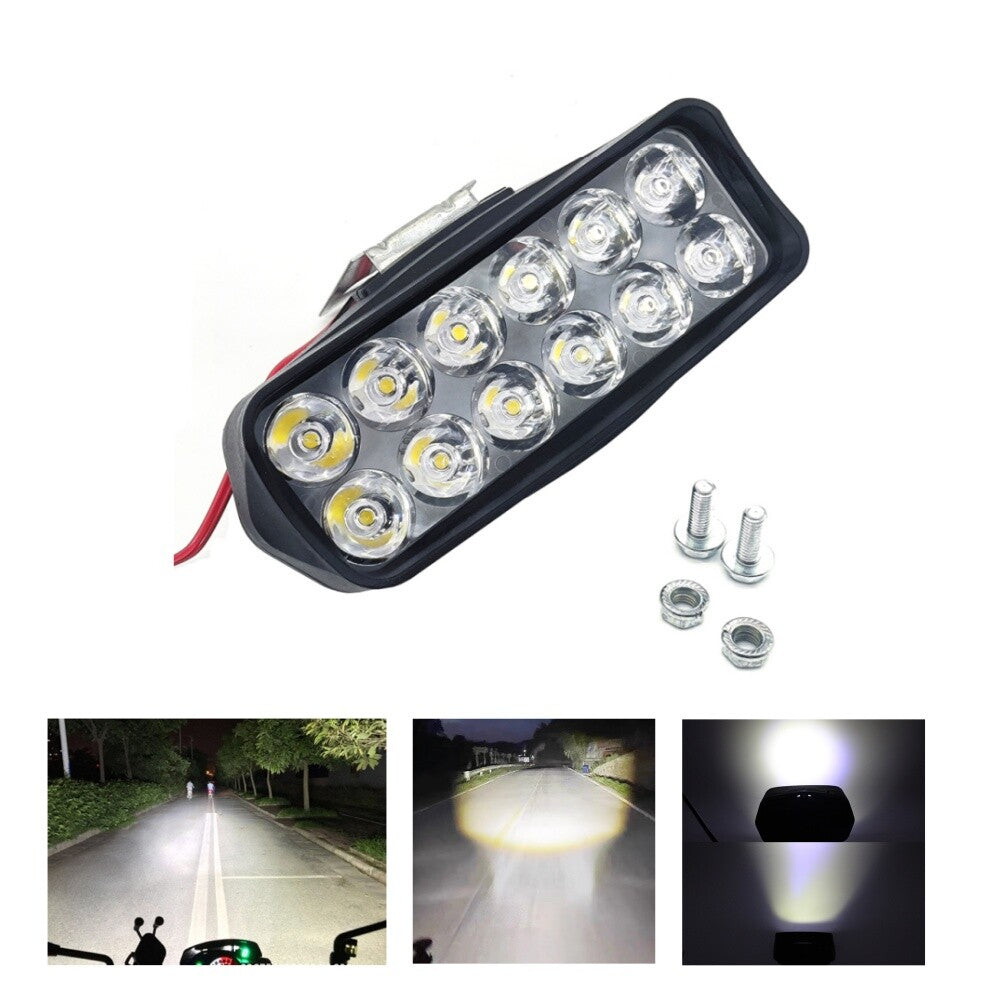 1PCS Universal Motorcycle External Headlight Spot Light Fog Driving Lamp 12 LED