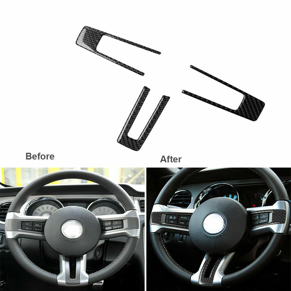 Carbon fiber steering wheel panel trim cover suitable for 2009 for Ford for Mustang - 13