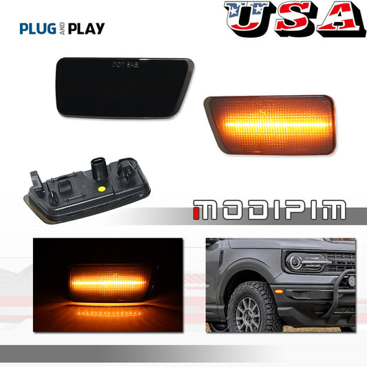 Suitable for 2021-2023 for Ford for Mustang Sport Black Front Corner Side Marker Signal Lights (2 Pieces)