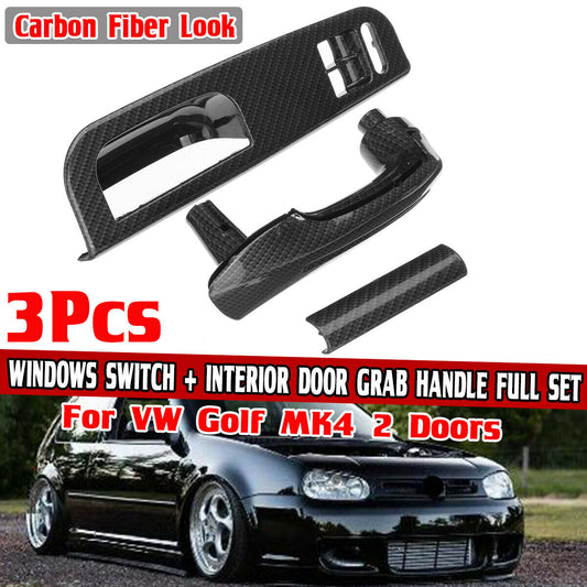 Interior door handles + window switch panel baffles + trim suitable for Volkswagen MK4 for Golf 2Dr