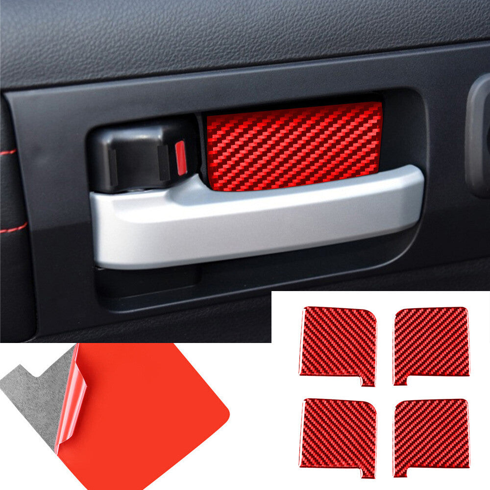 Red Carbon Fiber Interior Door Handle Bowl Panel Cover for T@yota Tundr@ 2014-21
