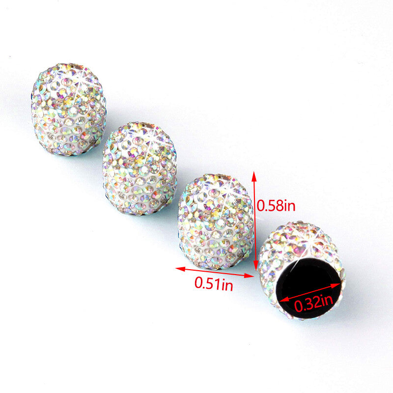 4Pcs Fashion Diamond Bling Car Tyre Tire Wheel Rims Air Valve Stem Cap Colorful