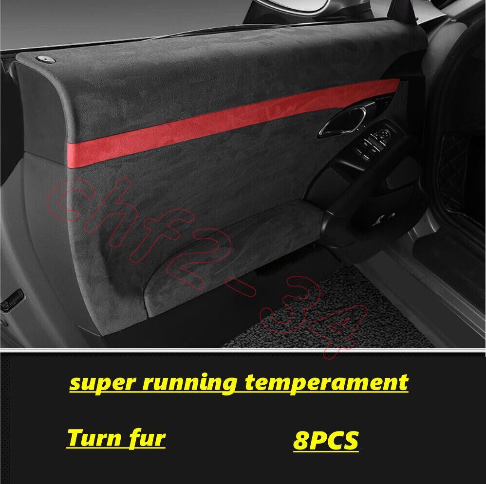 for Porsche 718 Cayman BlackRed Suede Inner Door Panel Armrest Cover