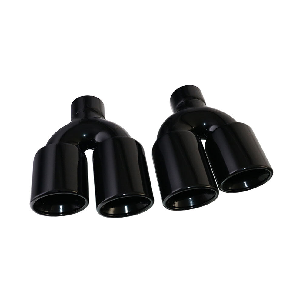 2PCS 2.5'' ID 3.5'' OD Black Exhaust Pipe Tips Universal Fit Dual Tip Rolled