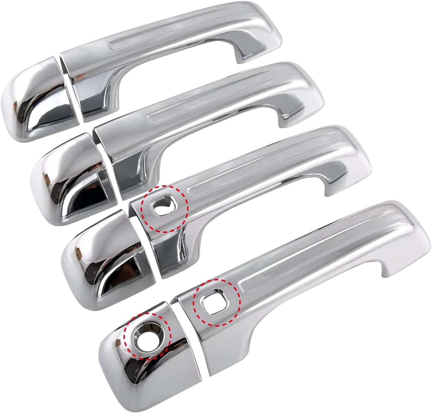 4x Chrome For 2019-2024 for Ram 1500 With Smartkey Cab Exterior Door Handle Covers
