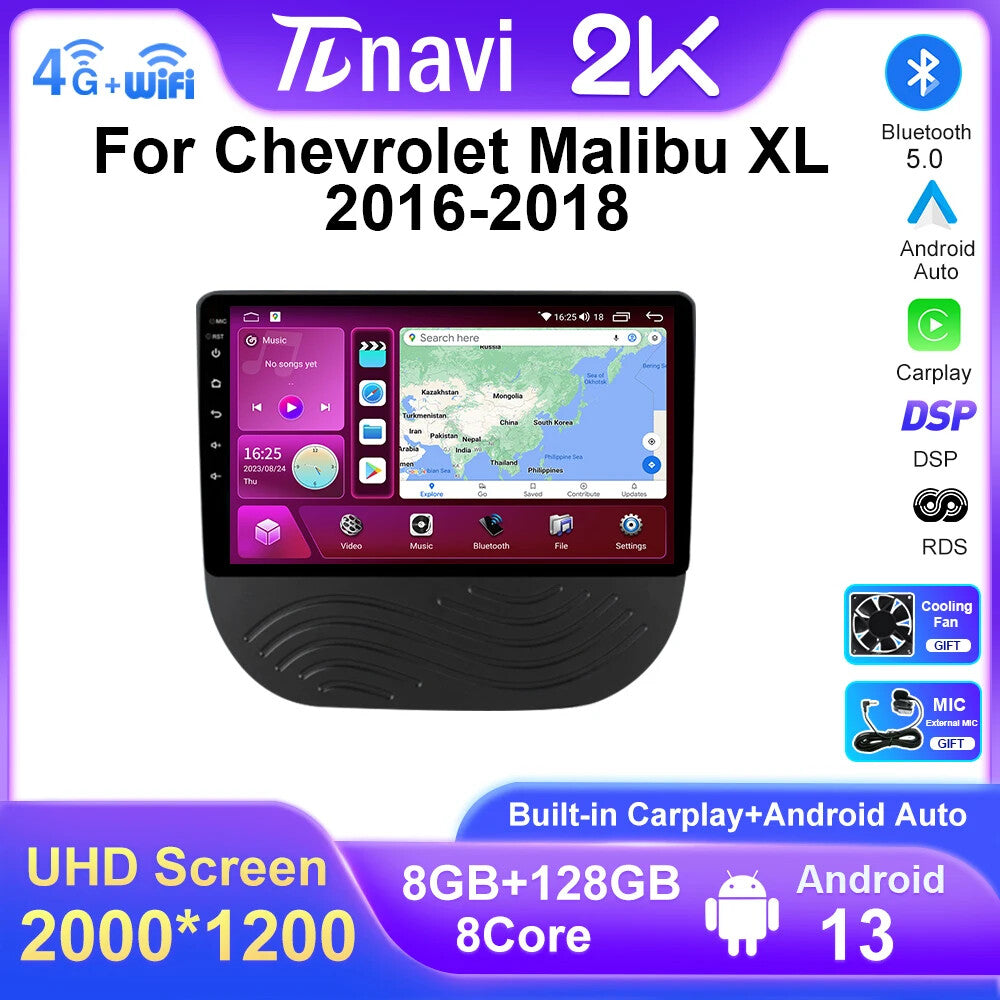 for Chevrolet Malibu XL 2016-2018 Android Carplay Car Radio GPS Player Screen 4G