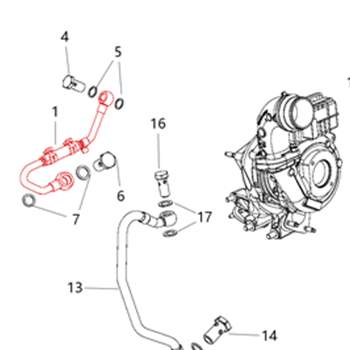 68242889AA Turbocharger Coolant Line Hose for Jeep Grand Cherokee WK CRD 3.0L