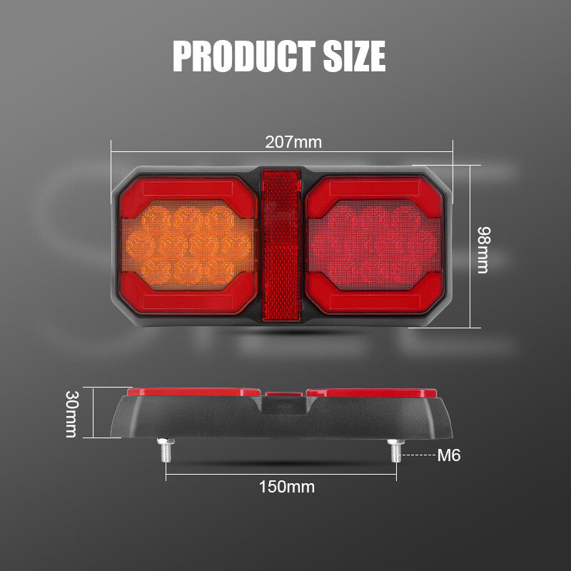 2x Amber+Red LED Rear Brake Stop Turn Signal Tail Light Trailer Truck Pickup 4x4