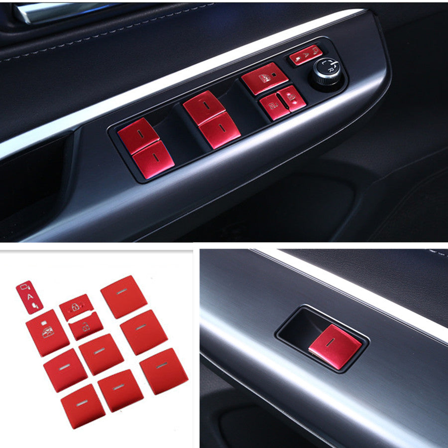 11P Red Alloy Window Lift Button Switch Trim Stickers For 2021-2023 for Toyota Venza