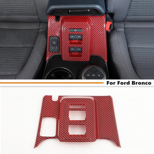 Suitable for 2021-2024 for Ford for Mustang 4-Door Red Carbon Fiber Window Switch Panel Cover Trim Frame