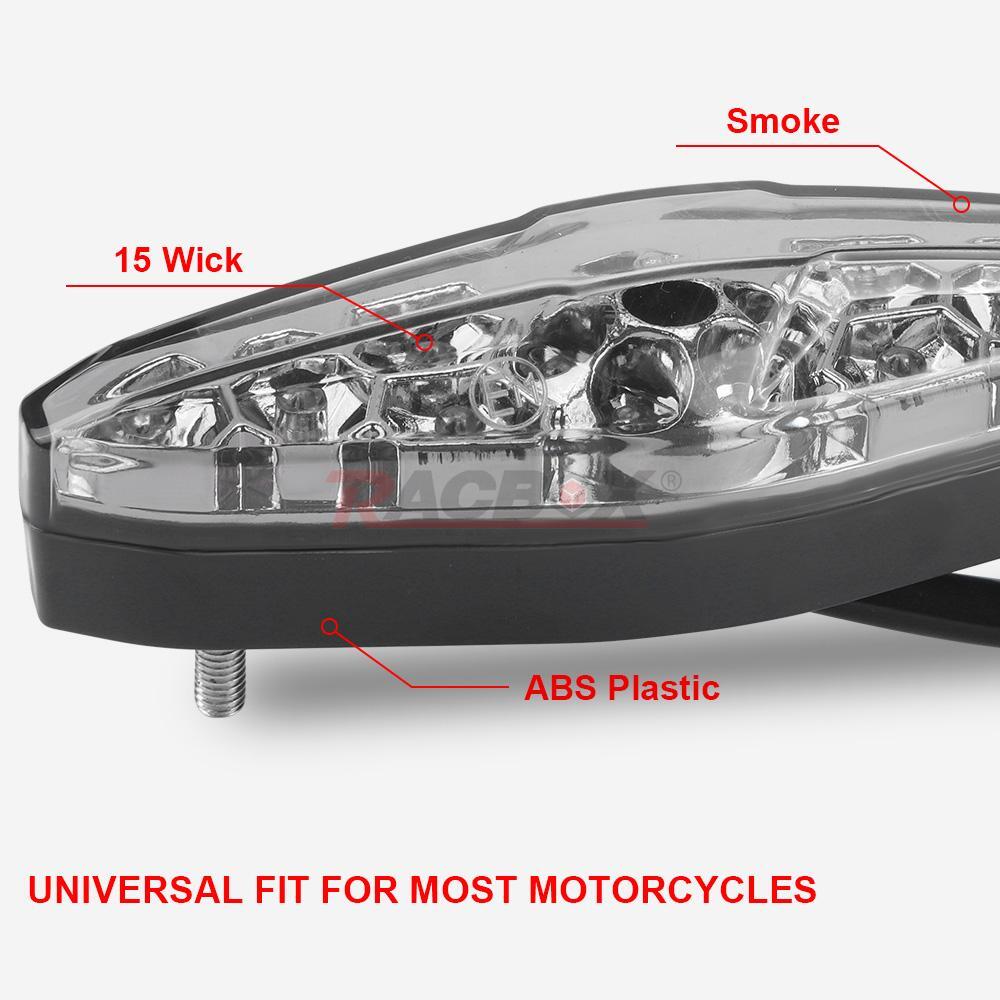 Motorcycle 15 LED Tail Light Smoke Rear Brake Stop Running DRL Red Dirt Bike