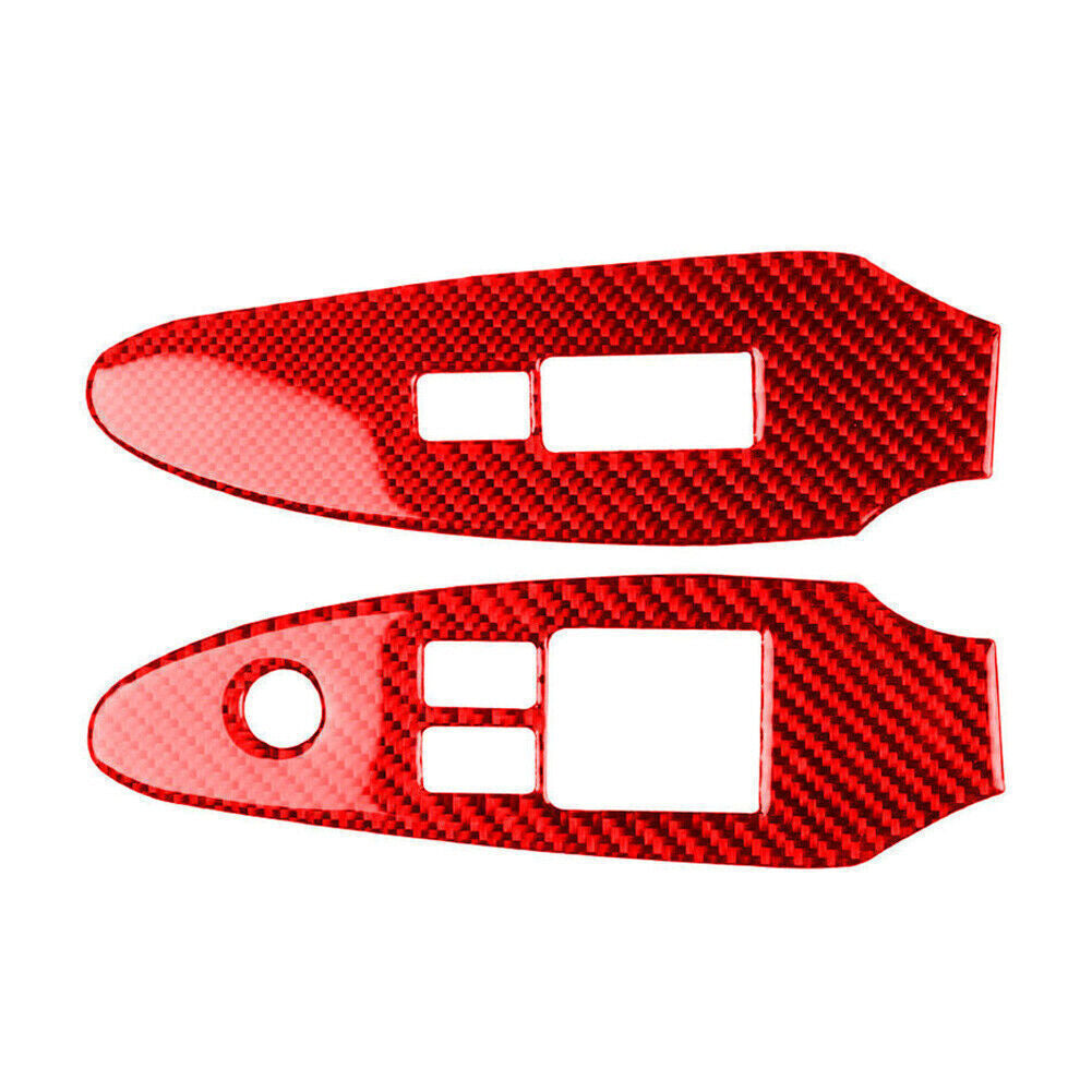 Red Carbon Fiber Window Switch Panel Frame Trim Fit for Nissan 370Z 2009-2020 LHD