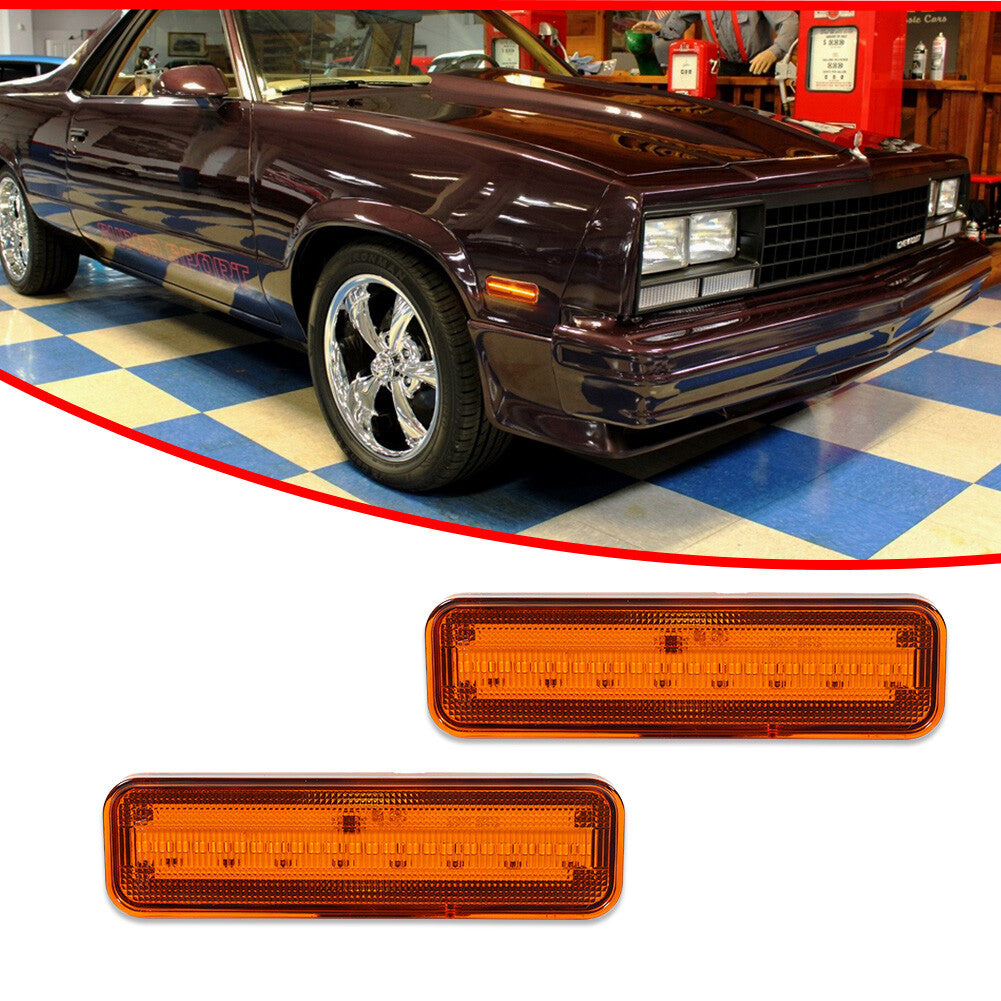 Amber front bumper side marker lights are suitable for 82-87 for Chevrolet El Camino for GMC Caballero.
