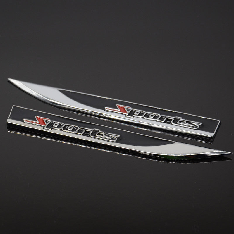 2 Pcs Car Suv Metal Dagger Fender Emblem Sticker Badge Decal Racing Sports