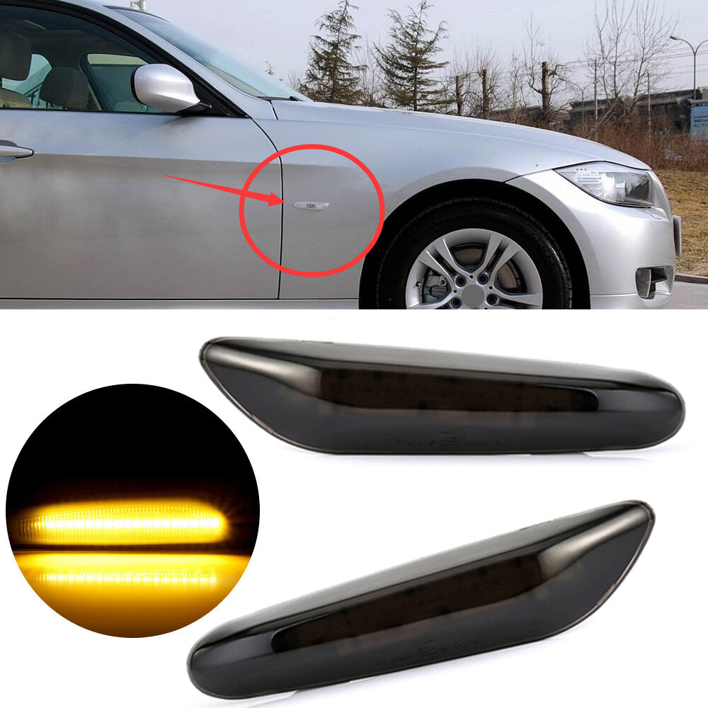 Sequential smoked LED side marker turn signals suitable for BMW E90 E60 E82 E87 E88