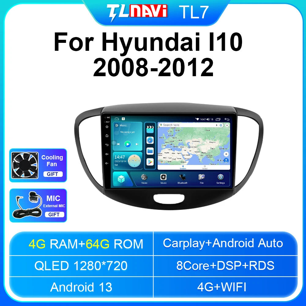 for Hyundai Grand i10 2008-2012 CarPlay Car Stereo Radio GPS Multimedia Player