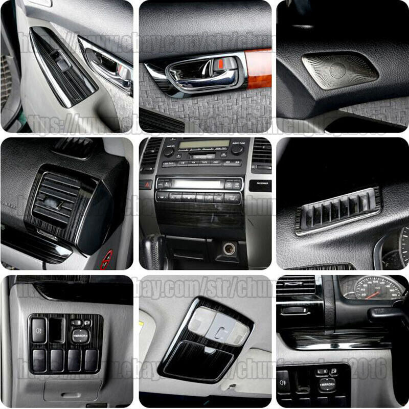 for Toyota for Land Cruiser Prado FJ120 2003-2009 Black Steel Dash Trim Kit Cover34