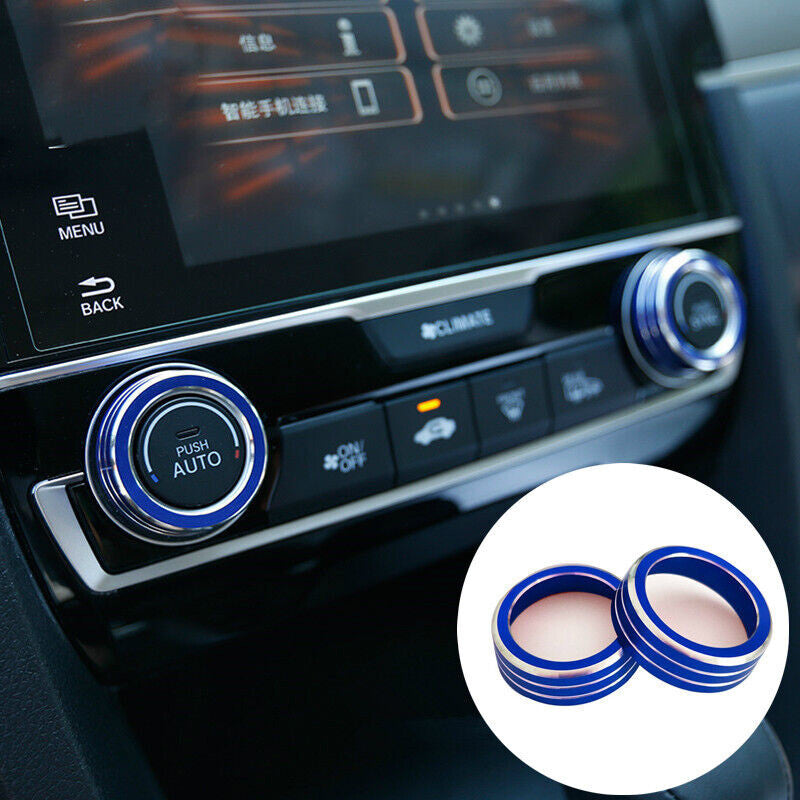 Blue Center Console Air Condition Knob Cover Trim for Honda for Civic 2016-2021