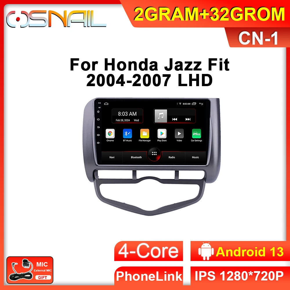 2004-07 Android Auto Radio for Honda Jazz City GPS Navi Screen Car Video Player