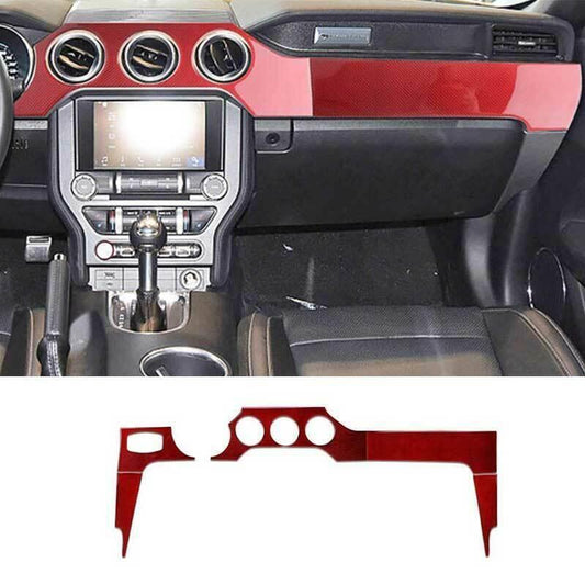 Red Carbon Fiber Middle Console Dashboard Panel for Ford for Mustang for Shelby 2015-22