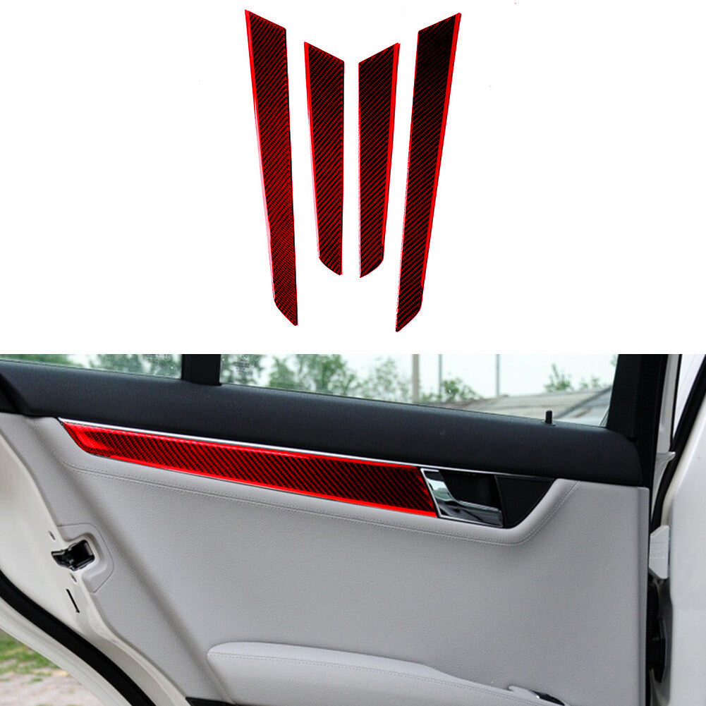 Red Carbon Fiber Door Panel Trim for Mercedes-Benz C-Class W204 2007-2013