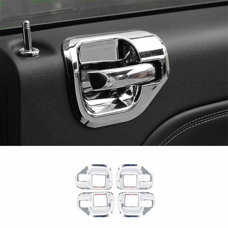 For 2010-2015 2016 for Jeep Compass ABS Chrome Interior Door Bowl Cover Trim 4PCS