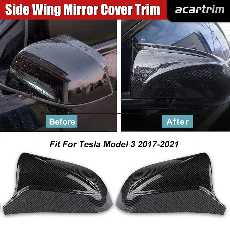 For 2017-2021 for TESLA MODEL 3 Carbon Fiber Side View Mirror Cover Caps Replacement