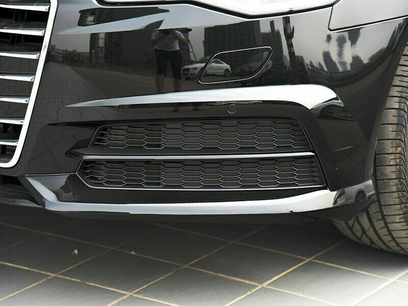 for Audi A6 S6 2016-2018 Fog Light Lamp Grilles W/Black Trim Front Bumper Grill