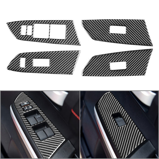 RHD Carbon Fiber Interior Door Window Lift Switch Cover Trim for Toyota Tundra