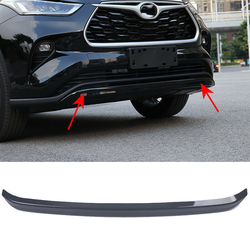 for Toyota Highlander 2020-2023Glossy Black Front Bumper Lip Molding Strips Trim