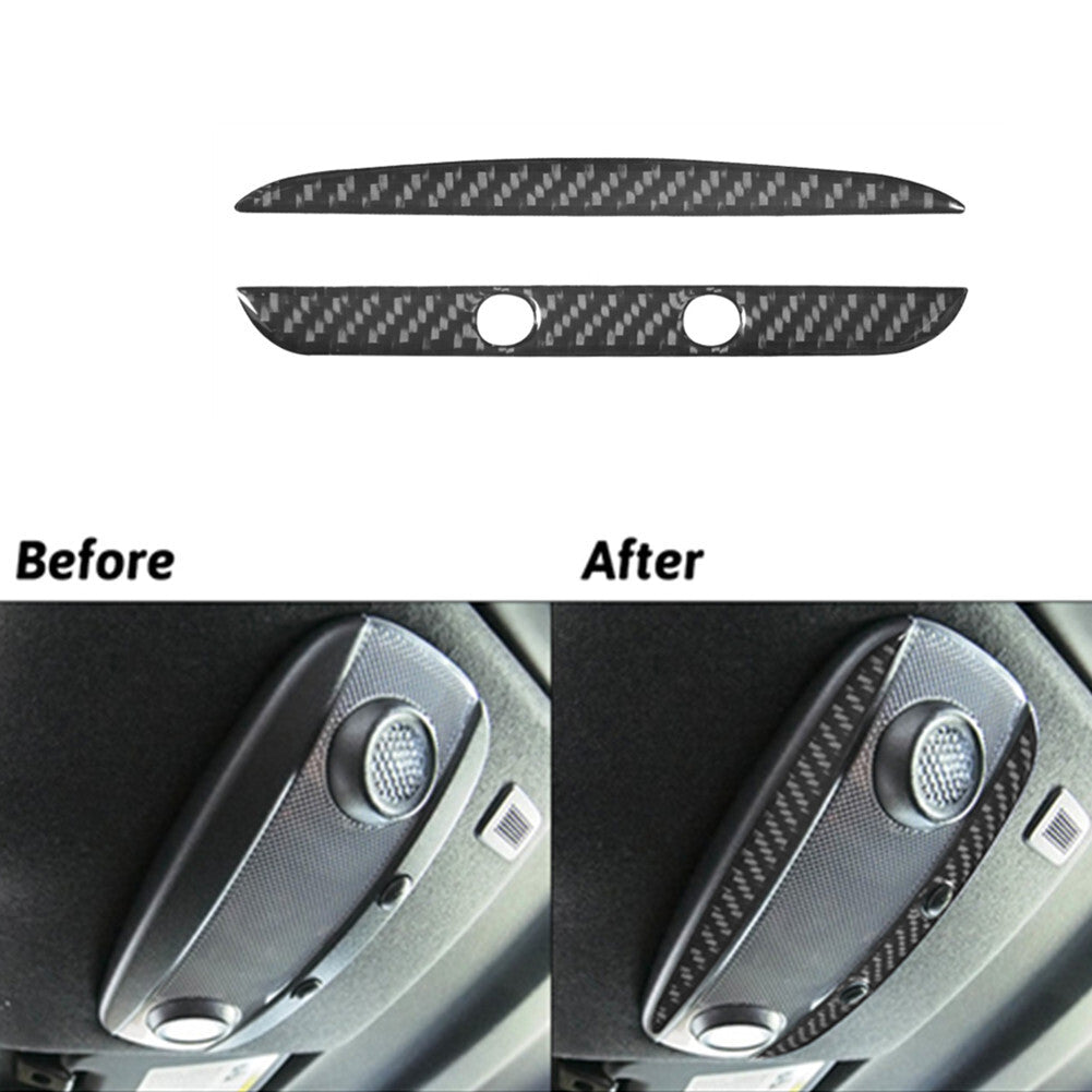 2Pcs Carbon Fiber Inner Rear Overhead Light Cover Trim for Ford Fiesta 2011-2015