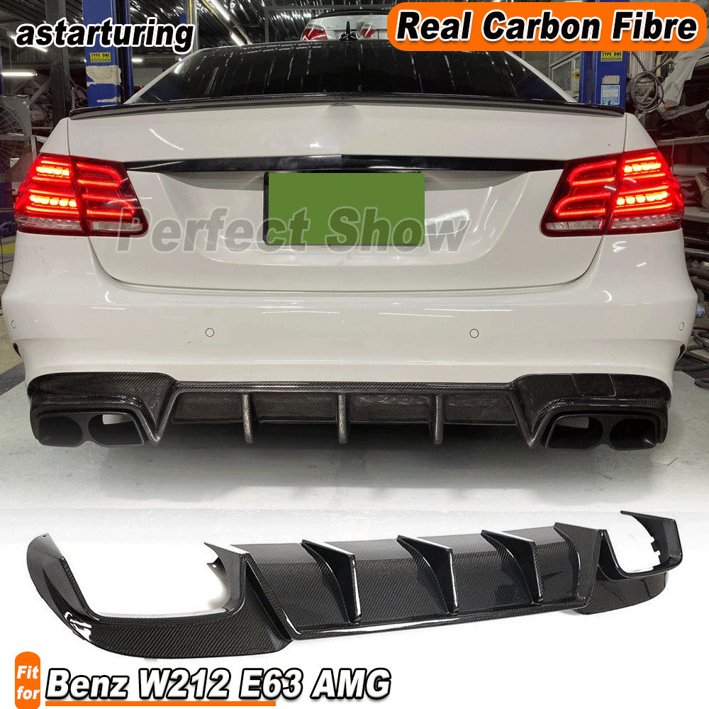 for Mercedes-Benz E Class W212 E63 AMG 2013-16 REAL Carbon Rear Bumper Diffuser