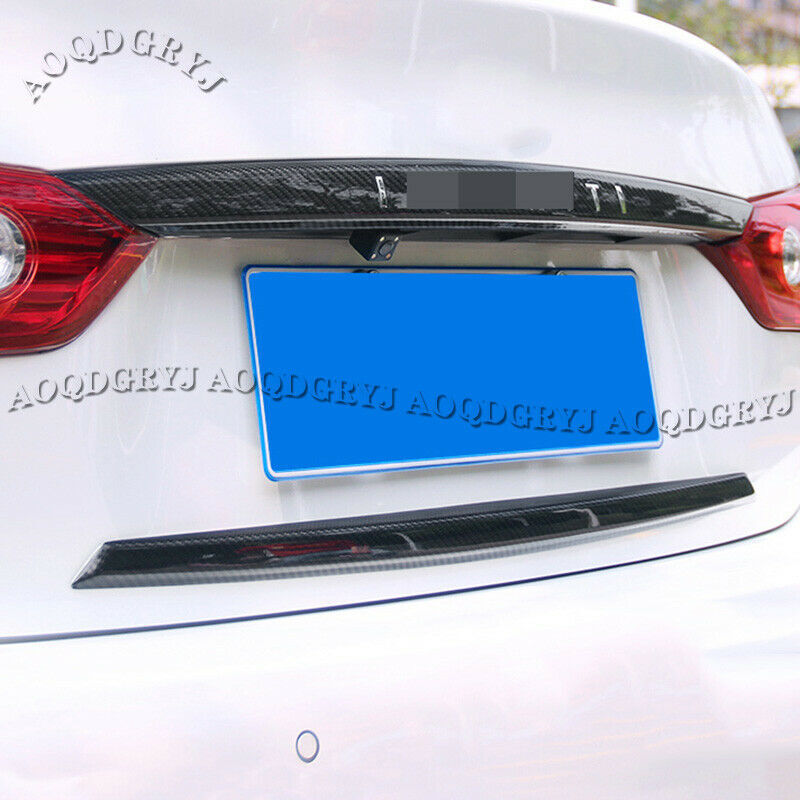 2pc for Infiniti Q50 2014-2018 Dry Carbon Fiber Rear Trunk Moulding Trim Strips