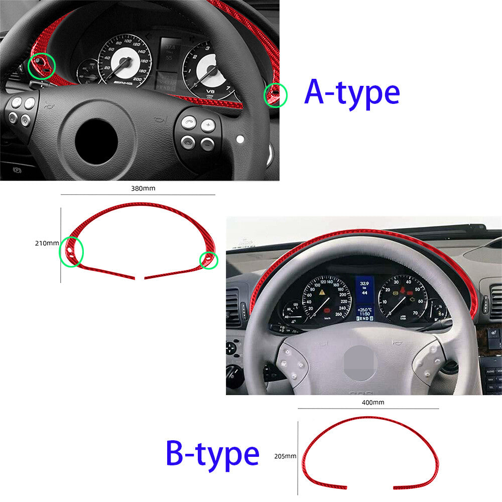 11Pcs Red Carbon Fiber Interior Dashboard Set Trim for Benz C Class W203 2005-07
