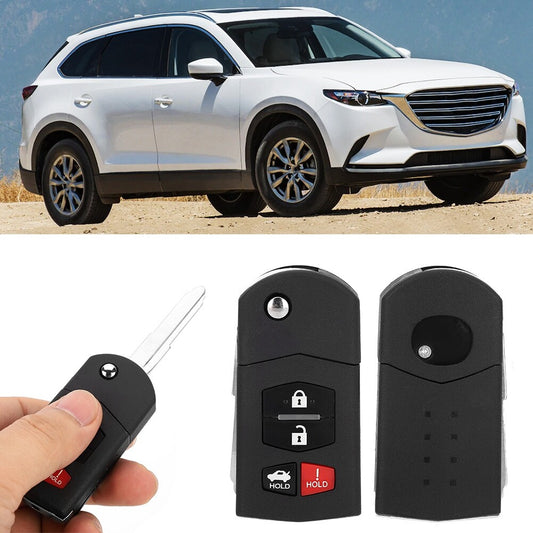 Hot 3 1 Buttons Folding Flip Car Key Fob Case Shell Cover Parts For 3 5 6 RX-8