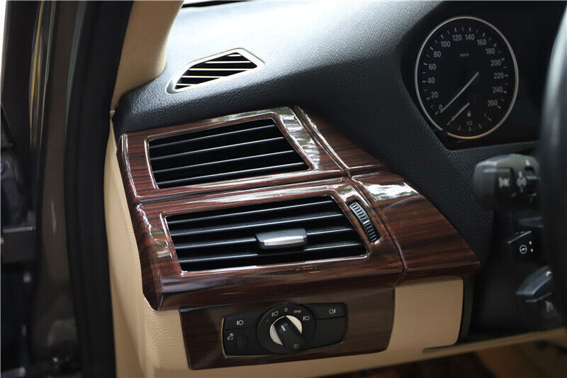 for BMW X5 2008-2013 Red Wood Grain Inner Console Side Outlet Vent Cover Trim 2P