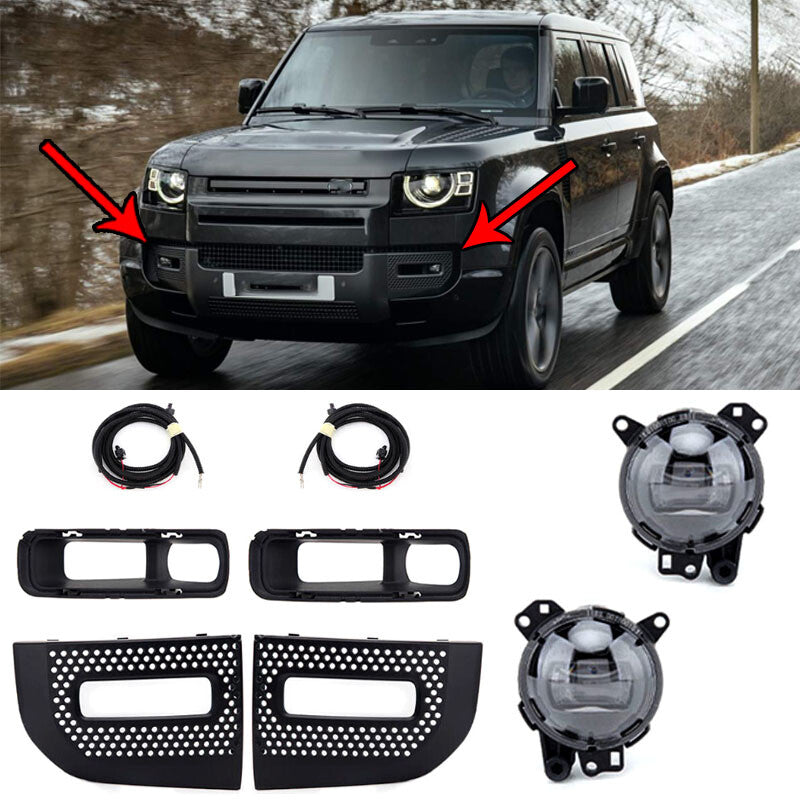 Front bumper Led Fog Lamp + grille cover 1set for Land Rover for Defender 2020-2022