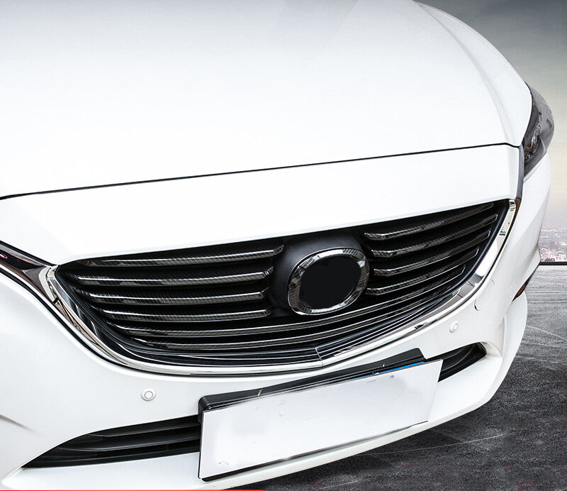 for Mazda 6 Atenza 2017-2018 Carbon Fiber Front Center Mesh Grille Strip Trims
