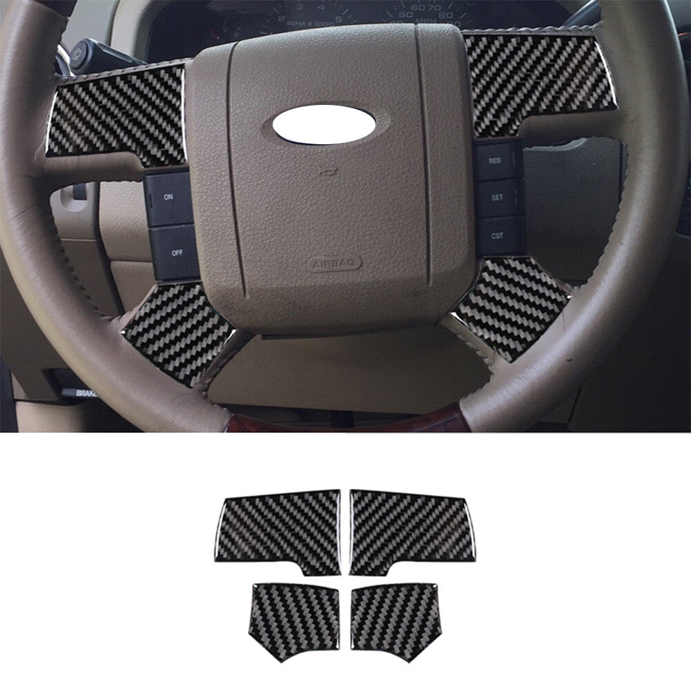 Carbon fiber interior steering wheel cover trim for Ford F-150 FX4 2004-2008