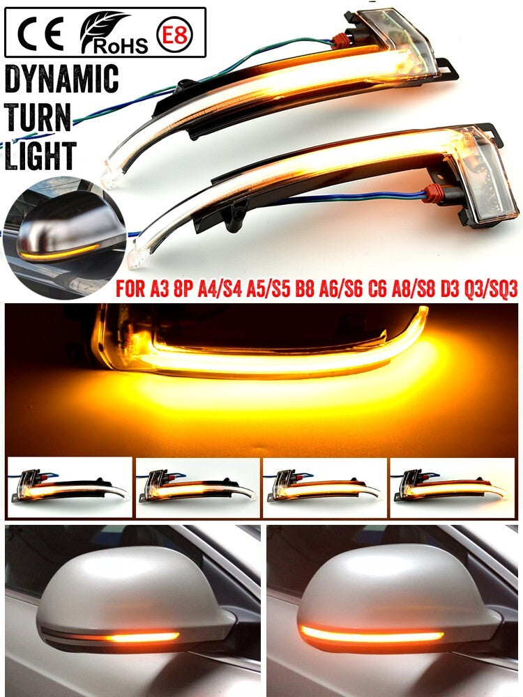 Dynamic LED Turn Signal Lamp Wing Side Mirror Light for Audi A4 B8 for A8 S8 D3 8P
