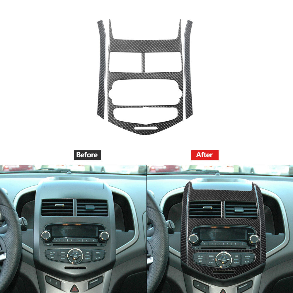 4Pcs Carbon Fiber Center Console Panel Cover Trim for Chevrolet Sonic 2012-2016