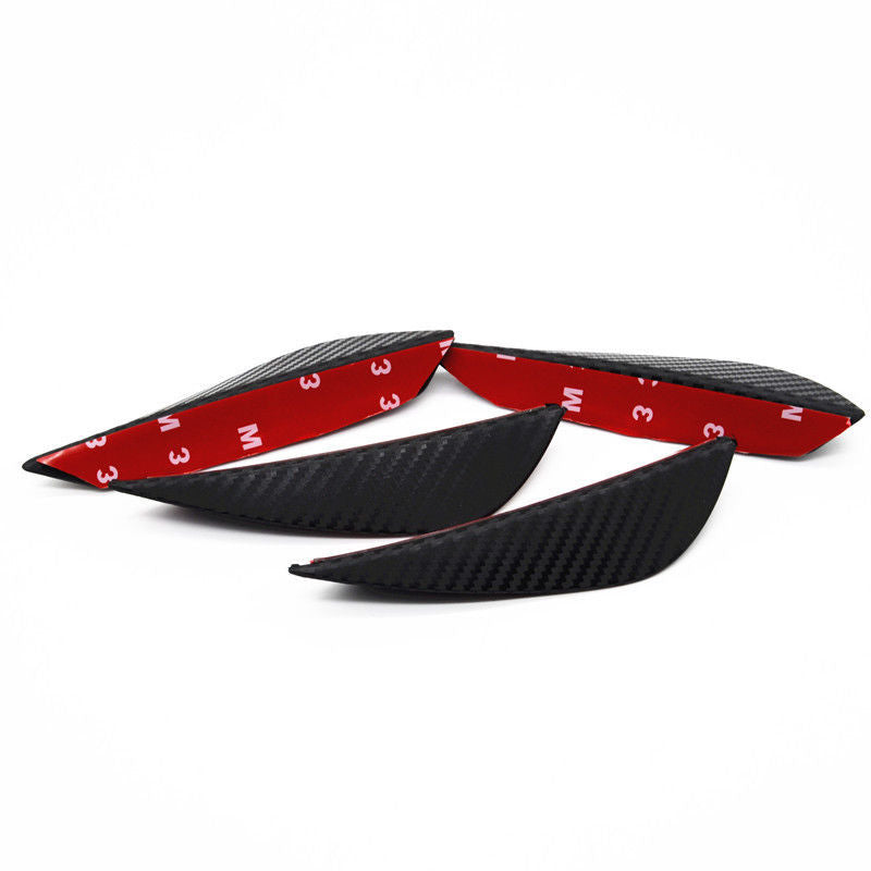 Car Front Bumper Lip Splitter Fins 4Pcs Body Spoiler Strip Canards Valence Chin
