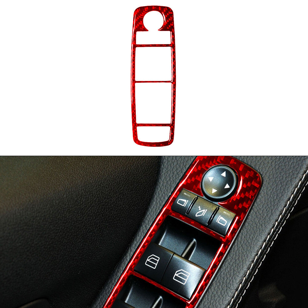 Red Carbon Fiber Door Window Regulator Trim for Mercedes R-Class 2009-2012