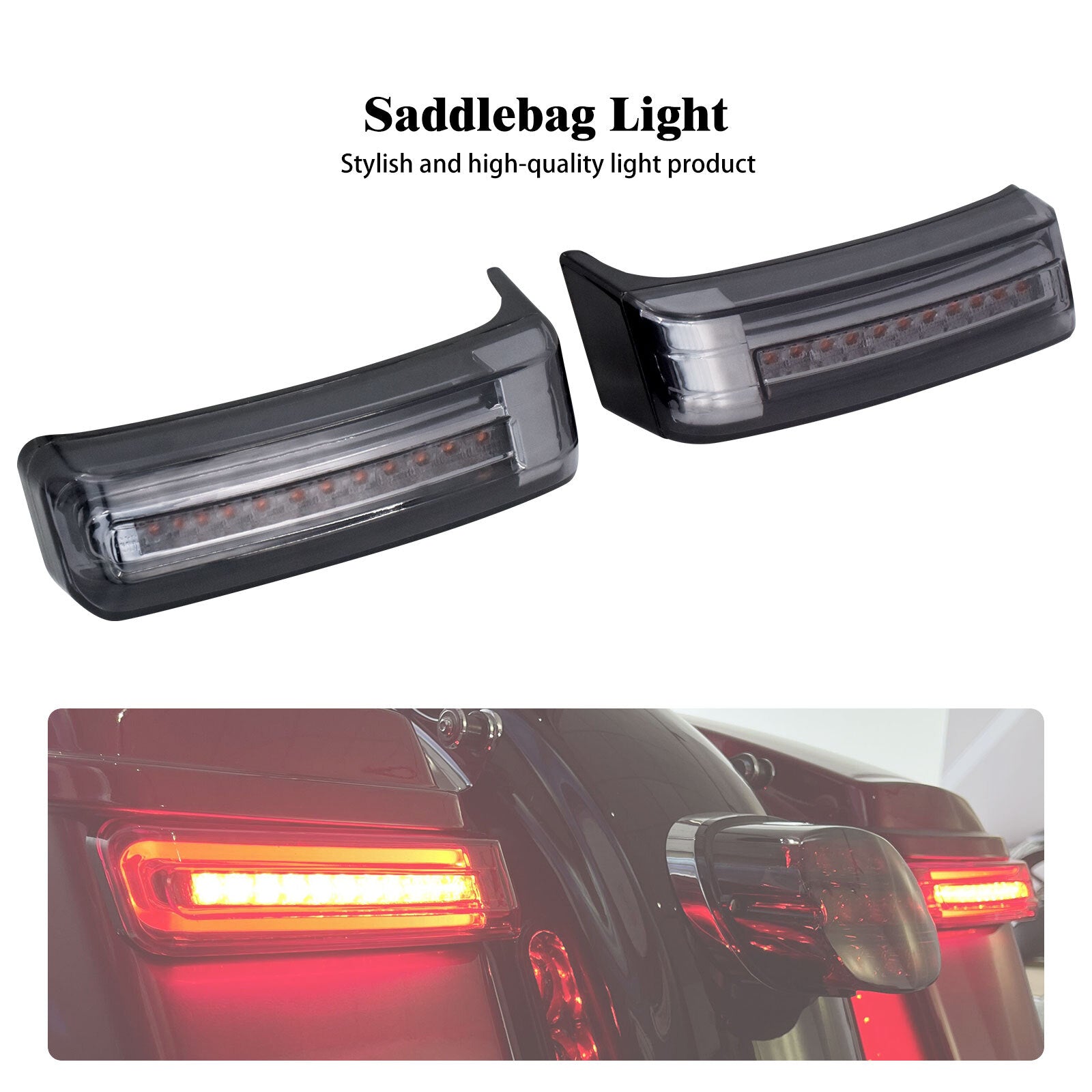 Smoke Wide Saddlebag Run Turn Signal Brake Light Lamp Fit For Touring 2014-2023