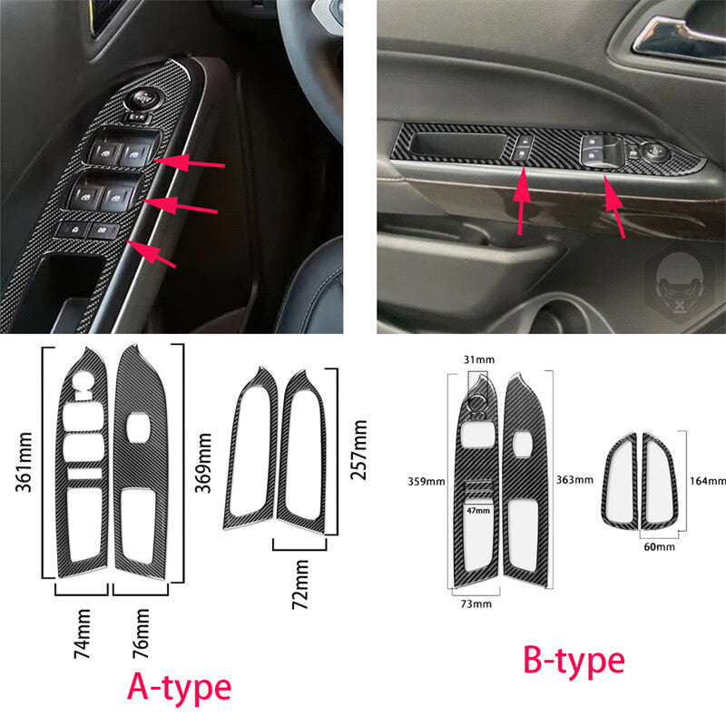 Red Carbon Fiber Window Lift Switch Trim for Chevrolet Colorado for GMC for Canyon 15-22