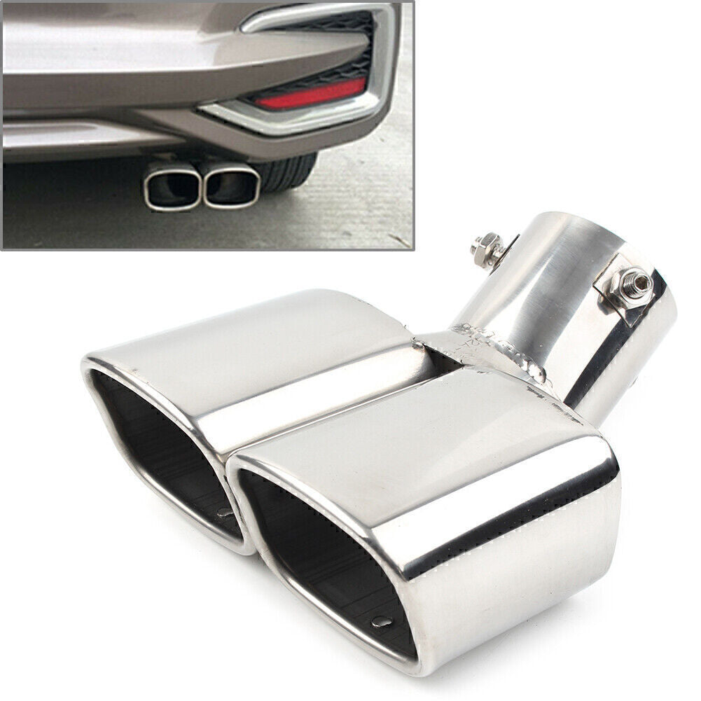 Universal DualSilver Rear Exhaust Pipe Tail Muffler Tip Square Accessories