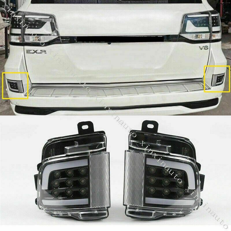2pcs Black LED Rear Fog Light Brake Backup for Toyota for Land Cruiser LC200 2016-21
