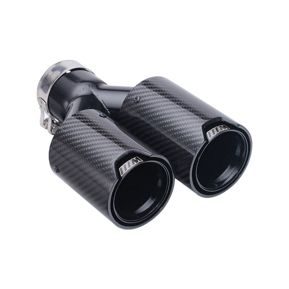 2PCS 63mm In 89mm Out Carbon Fiber Car Exhaust Pipe Dual End Tip for BMW Y Style