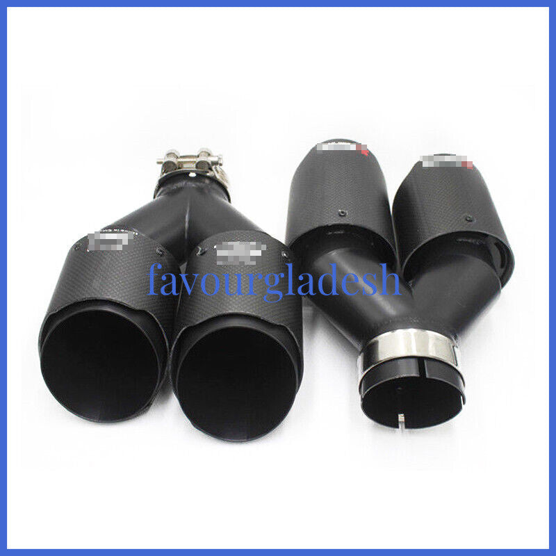 2PCS Akrapovic Real Carbon Fiber Exhaust Tip Dual Pipe ID:2.5 63mm OD:3.5 89mm