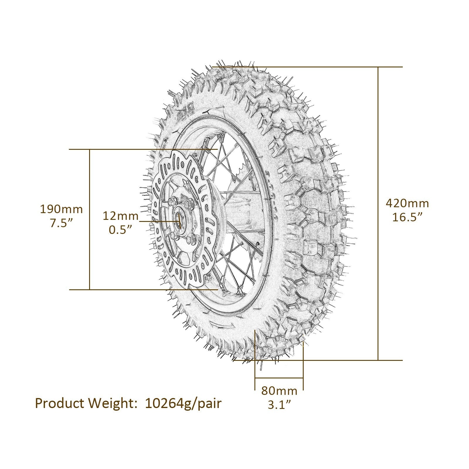 Front 2.50 - 10 + Rear 3.00 - 10 Wheels and Tires Disc Brake Pit Dirt Bike SSR XR50 CRF50